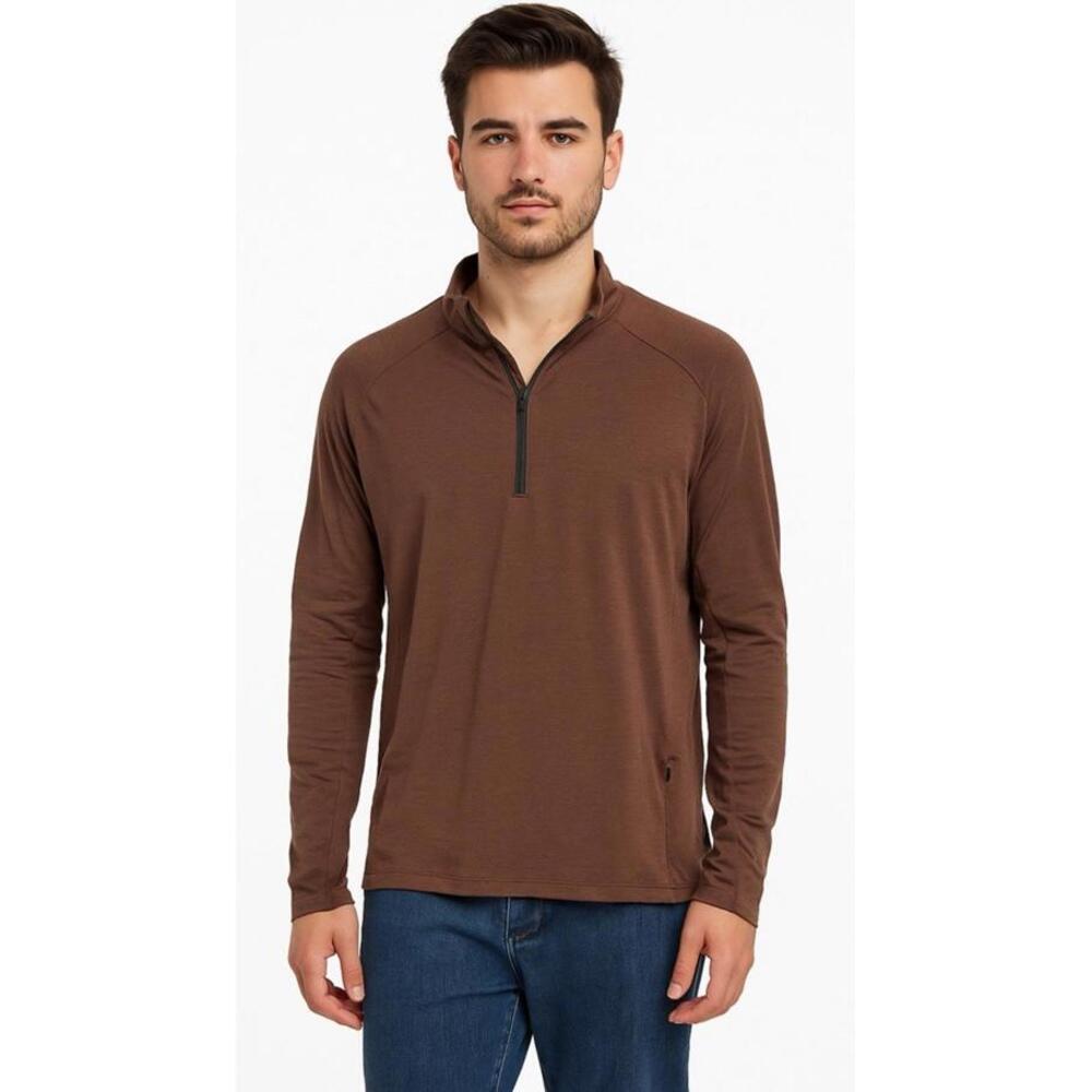 Rei coop shirt mens medium M brown half zip outdoor gorpcore hiking trail camp